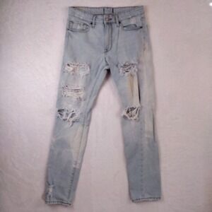 Forever 21 Los Angeles Mens Light Wash Distressed Slim‎ Fit Denim Jeans 30x30
